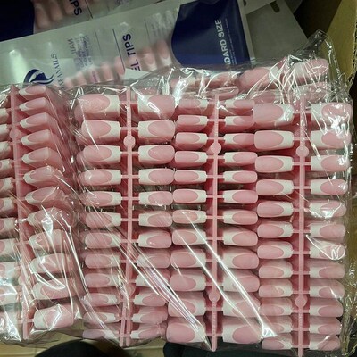 120Pcs Medium Long Square Acrylic French Fake Nails Full ver