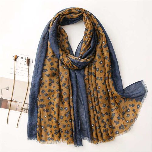 Very beautiful and fairy ginger yellow flower navy blue bord