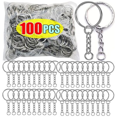 Silver Plated Metal Blank Keyring Keychain Split Ring Keyfob