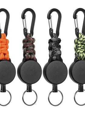 Retractable Keychain Anti-Theft Badge Reel Carabiner Hook Ou