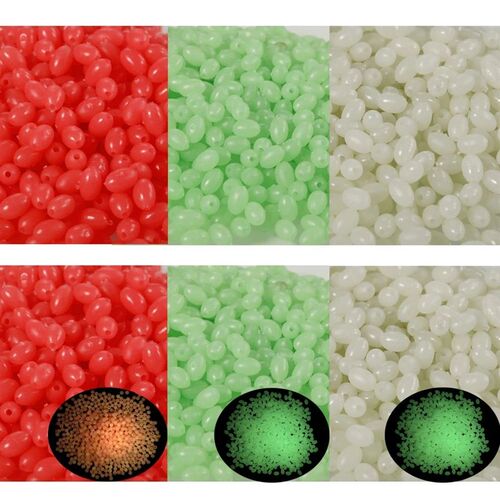 100PCS Fishing Beads Oval Soft Plastic Luminous  Glowing Sin