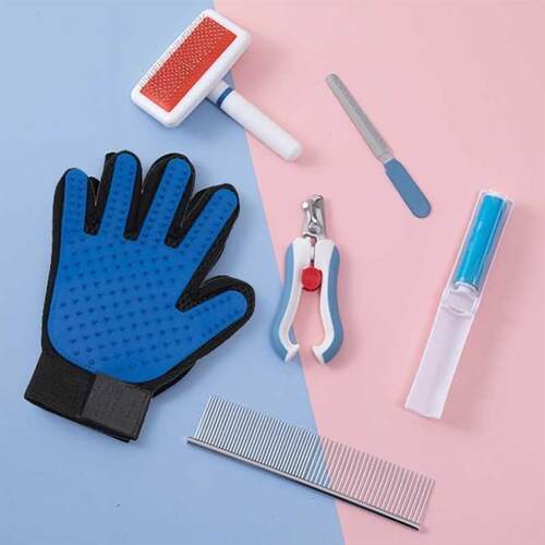 Dog Supplies Nail clipper comb Grooming Dog five-piece pet g