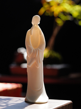 陶瓷李白望月摆件人物雕像家居书房盆景假山鱼缸造景办公桌面饰品