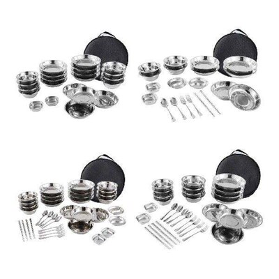 Stainless Steel Plates and Bowls Camping Set Dinner Plate