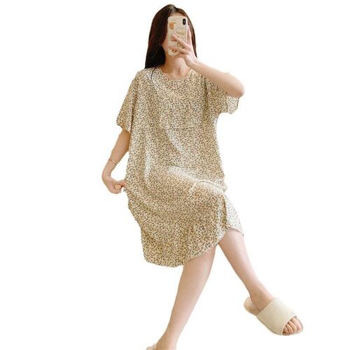 2025 Anti-bump Nightgown Womens Thin tton Silk Long Skirt S