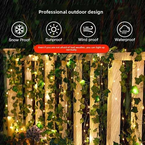 Green Leaf String Light Solar Vine Ivy Fairy Lights Garland