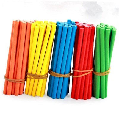 100pcs Colorful Bamboo Counting Sticks Mathematics Montessor