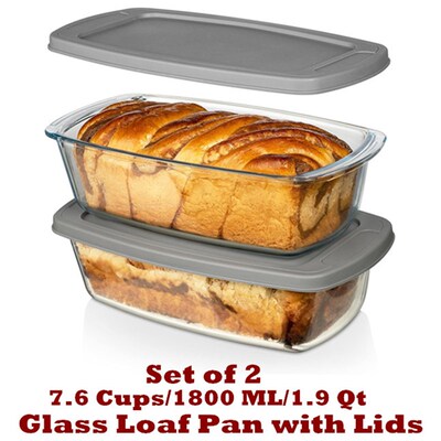 Glass Loaf Pan with Lids Meatloaf Baking Bread Cakes Dish