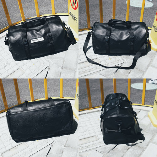 Gym Bag Leather Women Fitness Shoe Compartment Men Duffle Sh