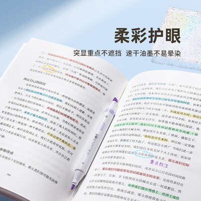 candy color double-headed highlighter marker pen双头荧光笔