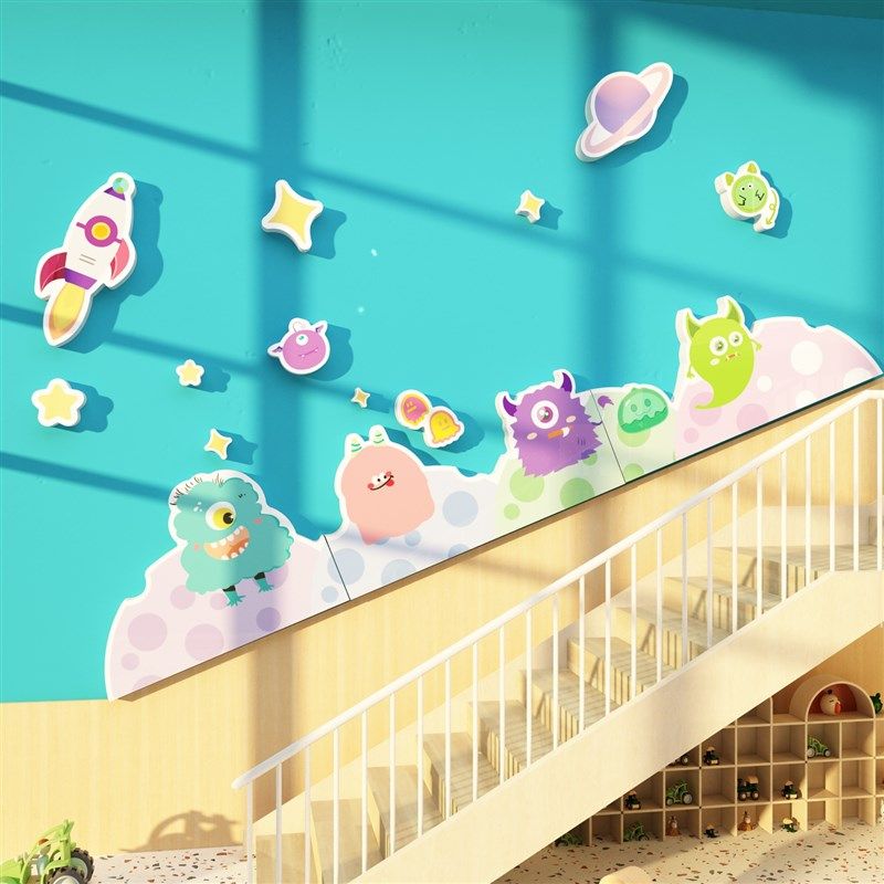 小怪兽贴纸幼儿园墙面装饰成品环境创材料布置主题文化画美术教室,家居饰品,文化墙贴,淘宝优惠券,粉丝福利购,淘宝优惠卷