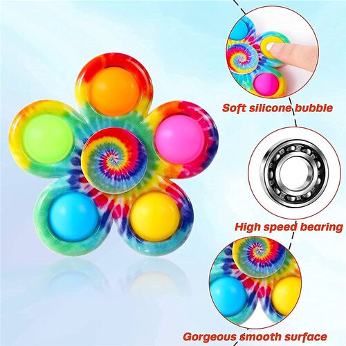 4pcs Fidget Spinner Toys Tie Dye Pop it Set玩具指尖陀螺旋转