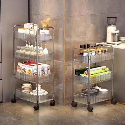 Bathroom storage rack vegetable basket multilayer cart shelf