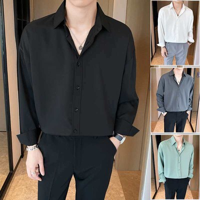Light Mature Style Shirt Mens Long-sleeved Summer Thin Drap