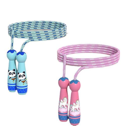 Kids Jump Rope Adjustable Cotton Braided Skipping Rope with