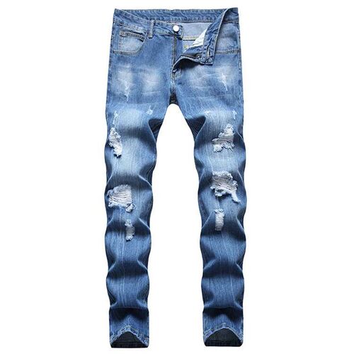 Four Seasons Fashion Ripped Denim Pants Mens Large Size Sli