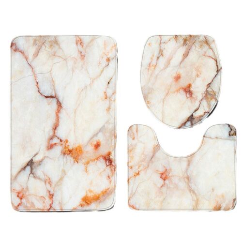 3 Pcs Bath Mat Set Bathroom Carpet Rug Toilet Mat Marbling