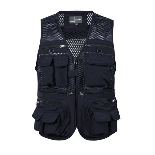 Mens Multi-pocket Plus Size Mesh Plus Size Vest Thin Photog