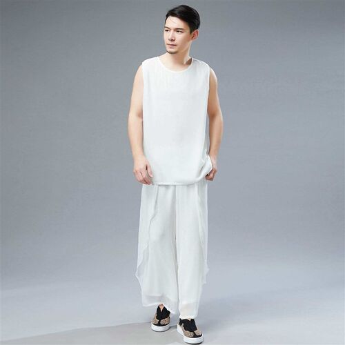 22 Summer New Leaf Pants Solid Color Slub Cotton Mens Casua