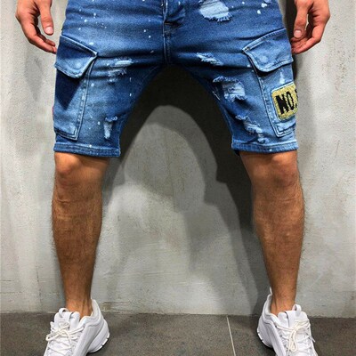 Summer New Mens Sretch Straight Short Jeans Fashion Casual