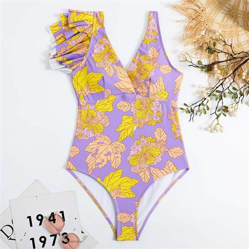 新款连体泳衣复古荷叶边网纱裙比基尼 One-piece bikini swimsuit