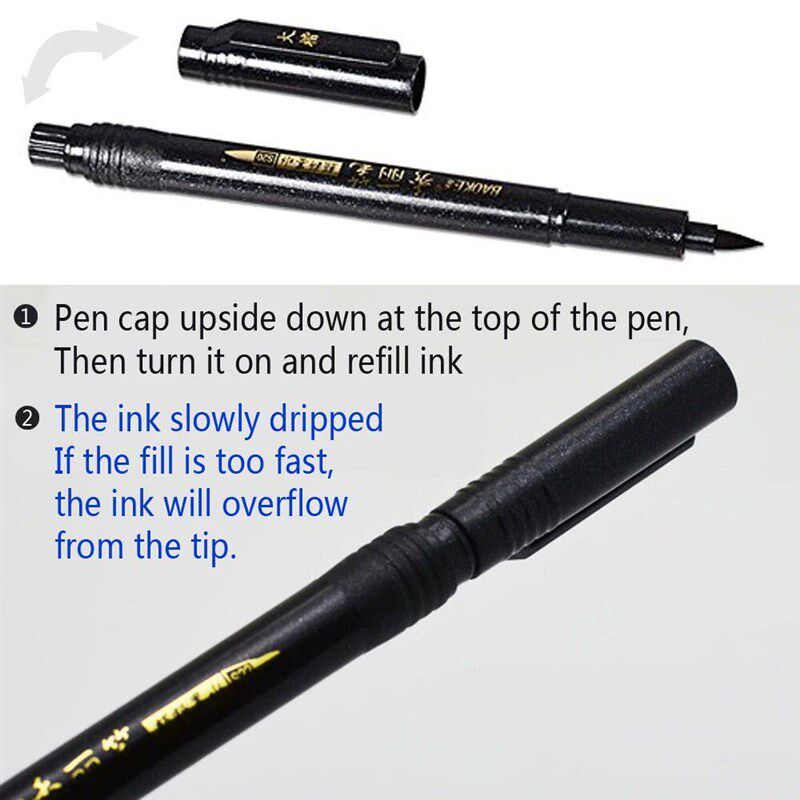 4pcs/Lot Japan Calligraphy Brush Pen Set (Thick, medium, sma - 实物图