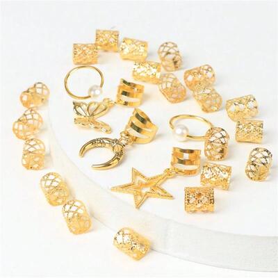 25pcs Dreadlock Hair Rings Adjustable Cuffs Clip Hair Braids