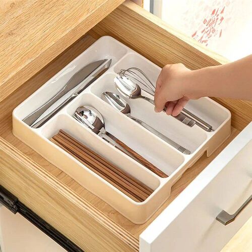 4/5 Compartments Cutlery Organizer Daily Drawer Divider Tray