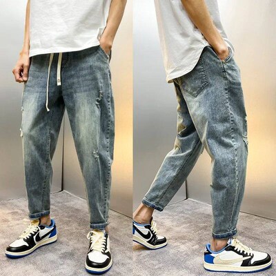 Vintage Mens Loose-fit Harem Jeans Youthful Summer Style Ni