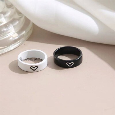 Pc Love Heart Matching Anniversary Couples Stuff Rings