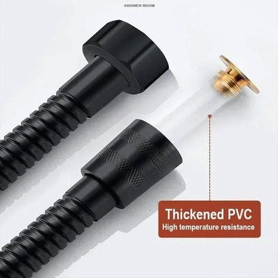 Shower Hose 1.5/2M Black/Silver Flexible Shower Hose Stainle