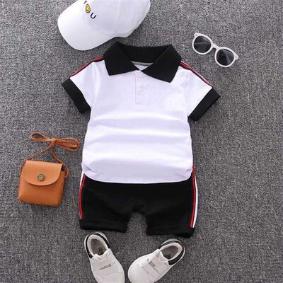 Boys Twopiece Collared Short Sleeve Set for Toddlers Summer