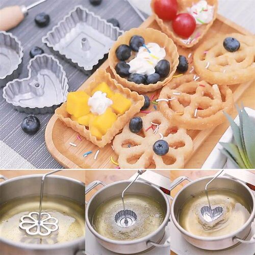 Aluminum Swedish Rosette Iron Maker Waffle Timbale Molds Fun