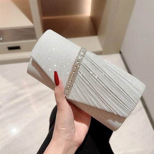 Ladie Glitter Silver Clutch Bag Envelope Evening Bag Fahion