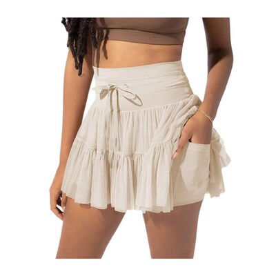 Womenu0027s half length skirt safety pants anti glare lace