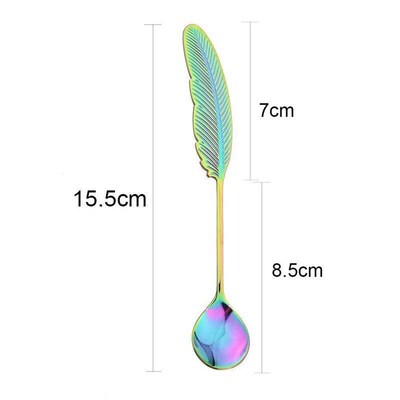 Feather Spoons Stainlesus Steel TeaSpoons Creative Coffee Sp