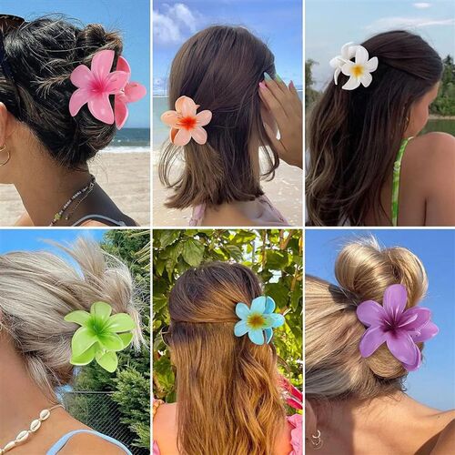 Gradient Red Flower Hair Claws Women Hair Accessories Hawaii