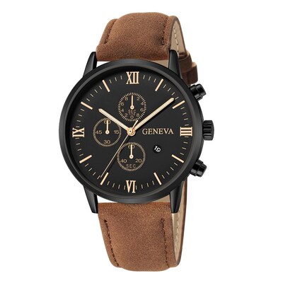 Men Casual Sport Watches Leather Band Quartz Watch fashion