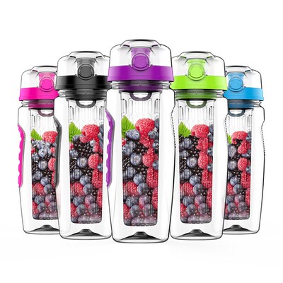 BPA Free Fruit Infuser Water Bottle Juice Shaker Sports Lemo