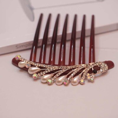 Pearl Seven-tooth Comb Hair Comb Inlaid Rhinestone Coil Hair