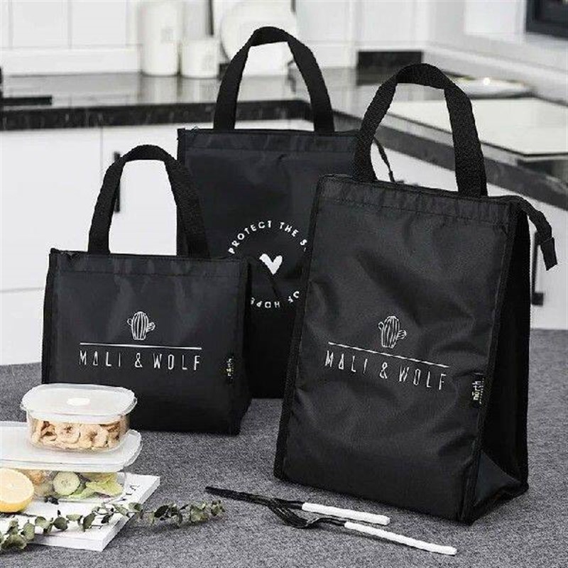 Contracted Style Insulated Lunch Bag, Durable Bento Pouch, - 实物图