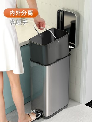 Stainless steel trash can kitchen large deodorant refuse bin
