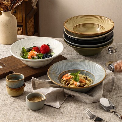 Retro style Ceramic Straw hat plate Deep plate Sauce dish