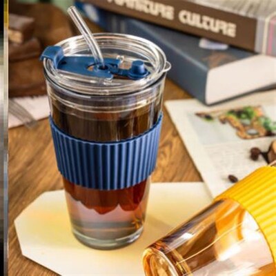 450ml coffee TEA cup mug glass straw drink home office cups