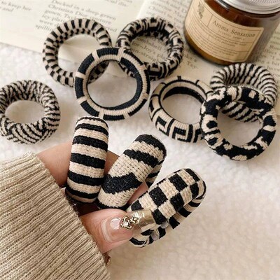 5pcs simple and versatile high-sretch black and white checke