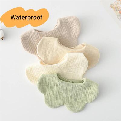Solid Color Baby Feeding Drool Bib  Infants Cotton Gauze Pet