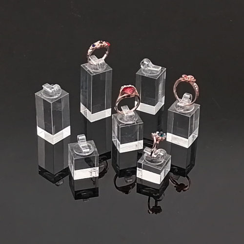 7Pcs Different Height Acrylic Round/Square Finger Ring Jewel