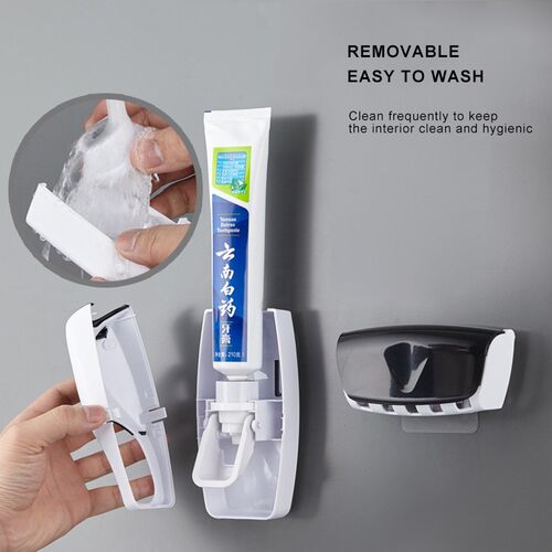 Automatic Toothpaste Dispenser Wall Mount Dust-proof Toothbr