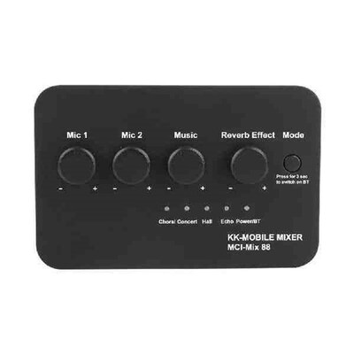 Compact Karaoke Audio Mixer 3.5mm AUX BT Connection with 2