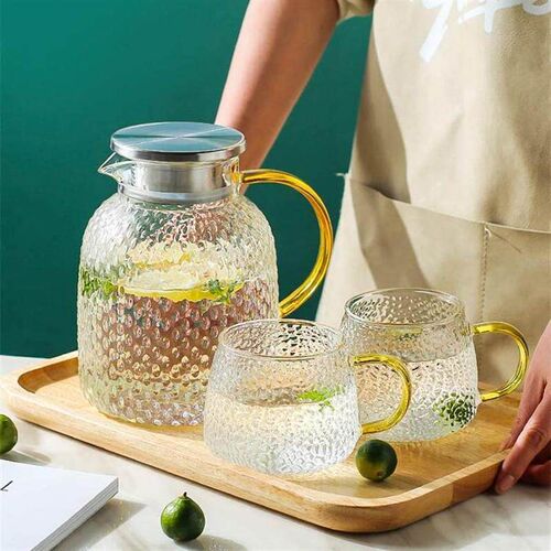 heat-resistin Glass Jug with Lid Ice Tea Water juice cup set